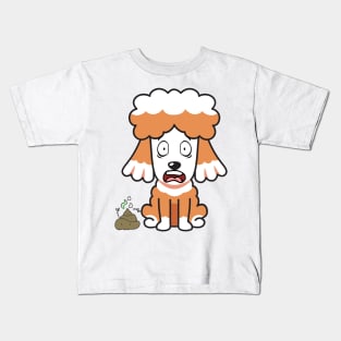 Funny poodle smells poo poo Kids T-Shirt